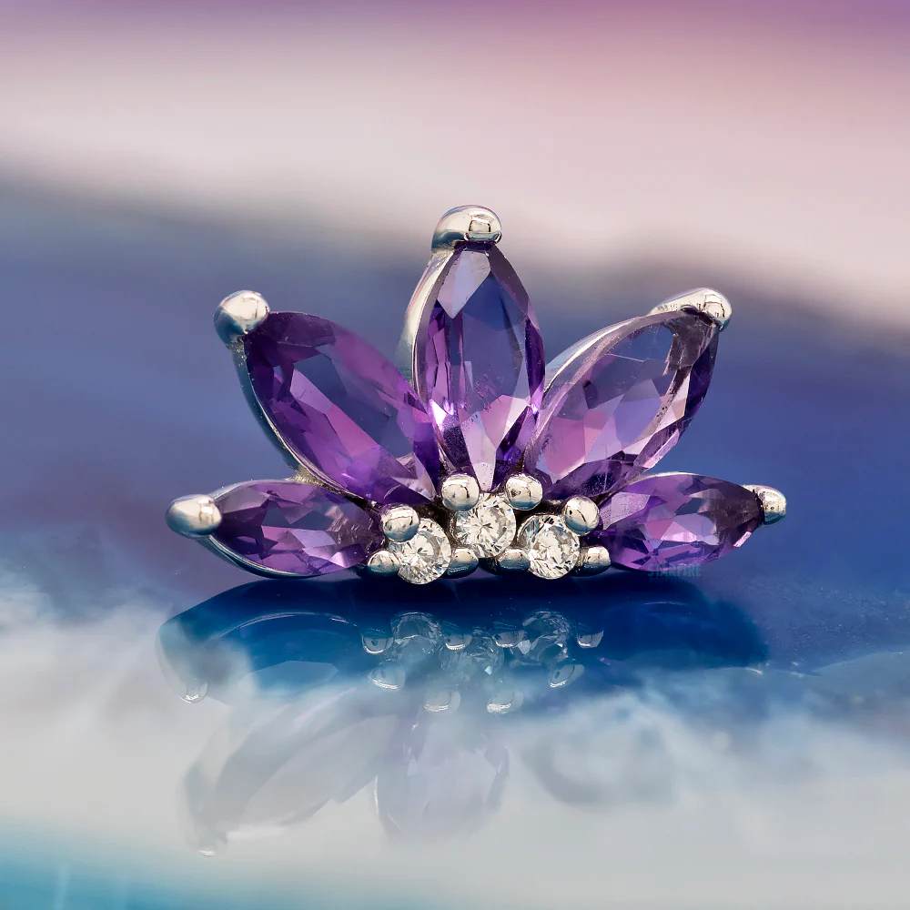 threadless: "Valentina" End in Gold with Amethyst & CZ's - Image 2