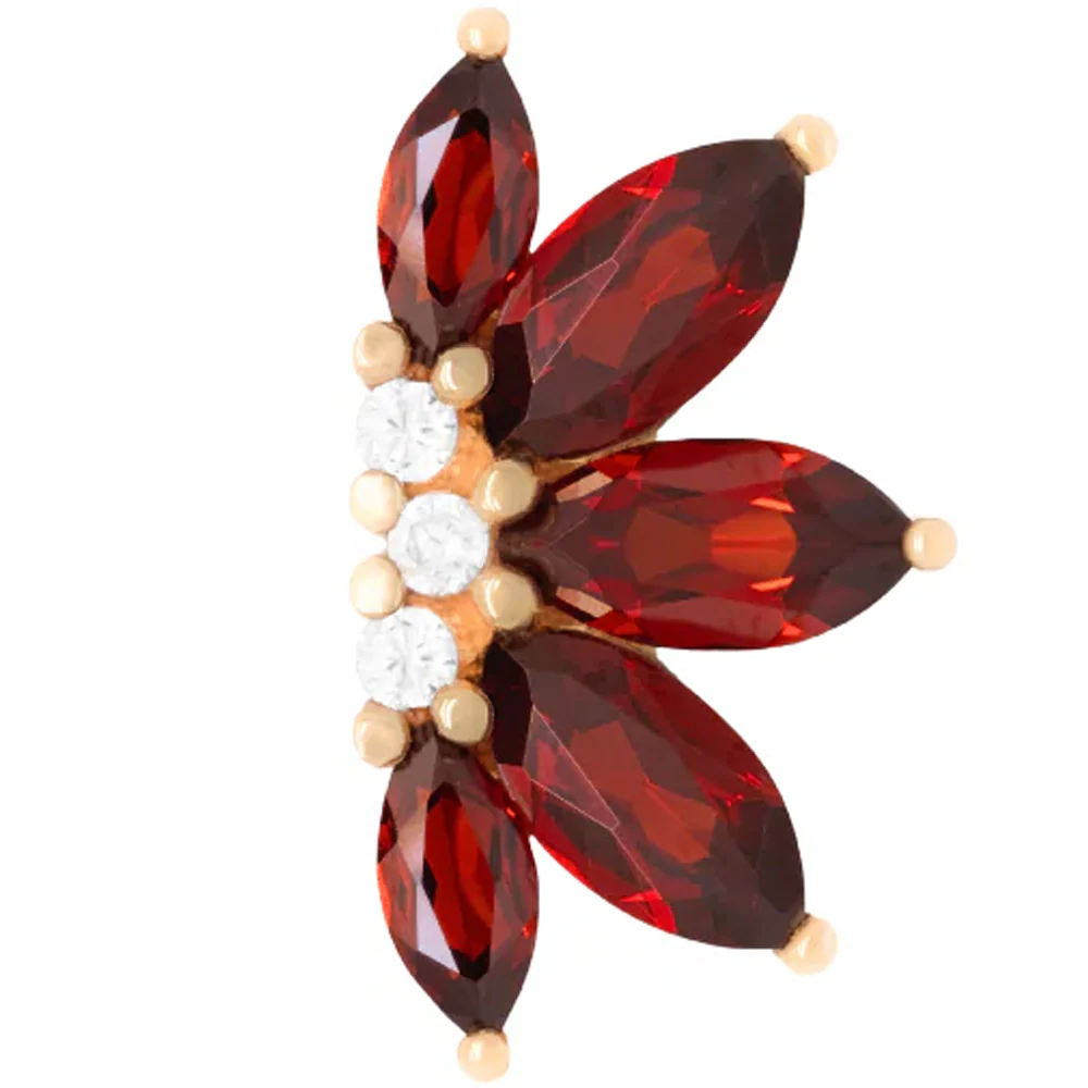 threadless: "Valentina" End in Gold with Garnet & CZ's