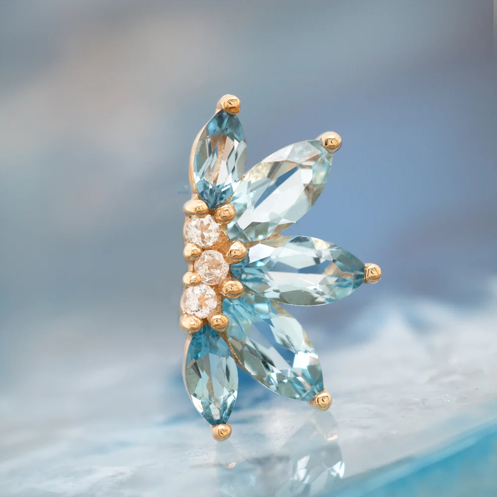 threadless: "Valentina" End in Gold with London Blue Topaz & CZ's - Image 2