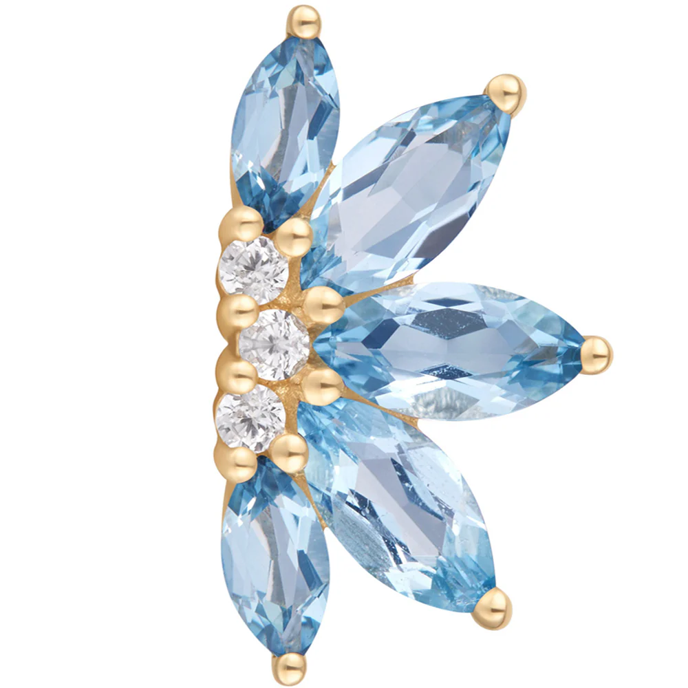 threadless: "Valentina" End in Gold with London Blue Topaz & CZ's - Image 3