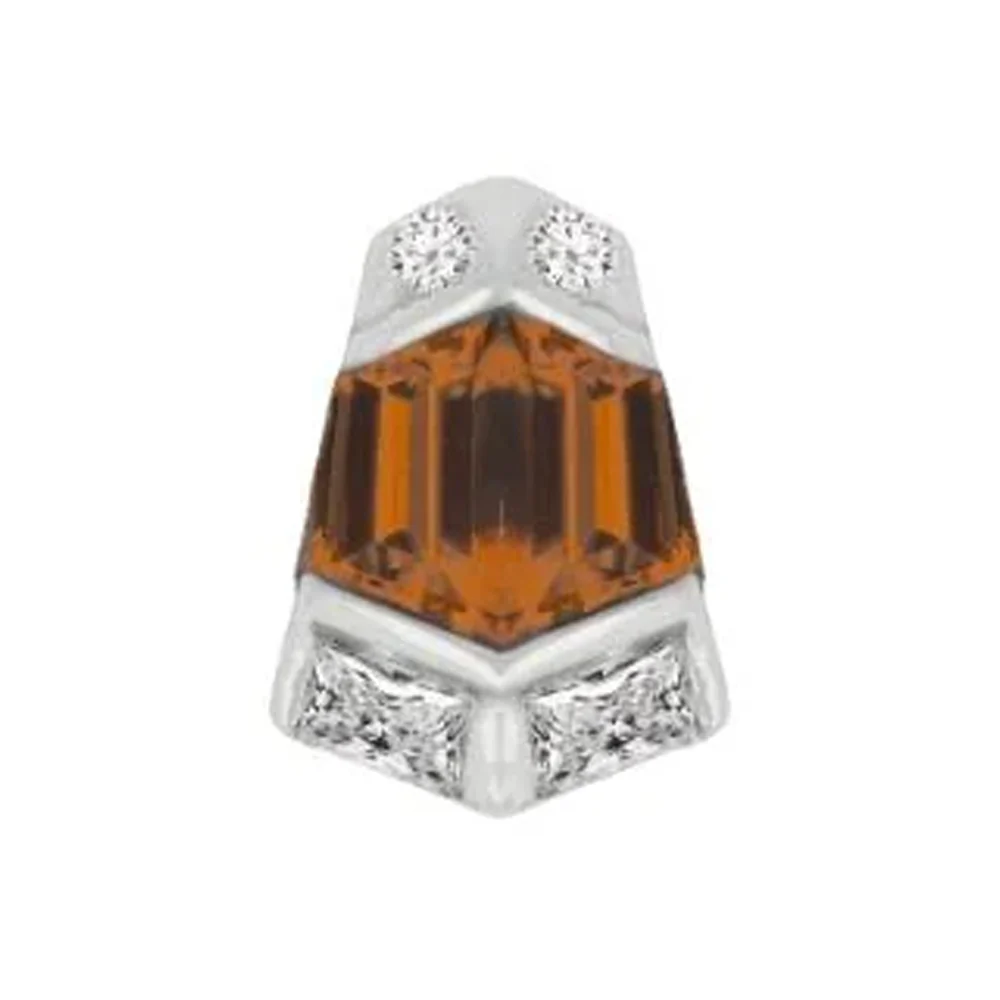 threadless: "Vera" End in Gold with Orange Garnet & CZ's - Image 2
