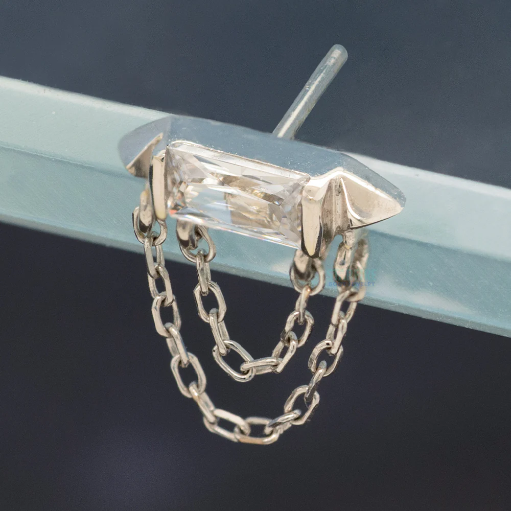 threadless: "Vice" End with Chains in Gold with CZ - Image 2