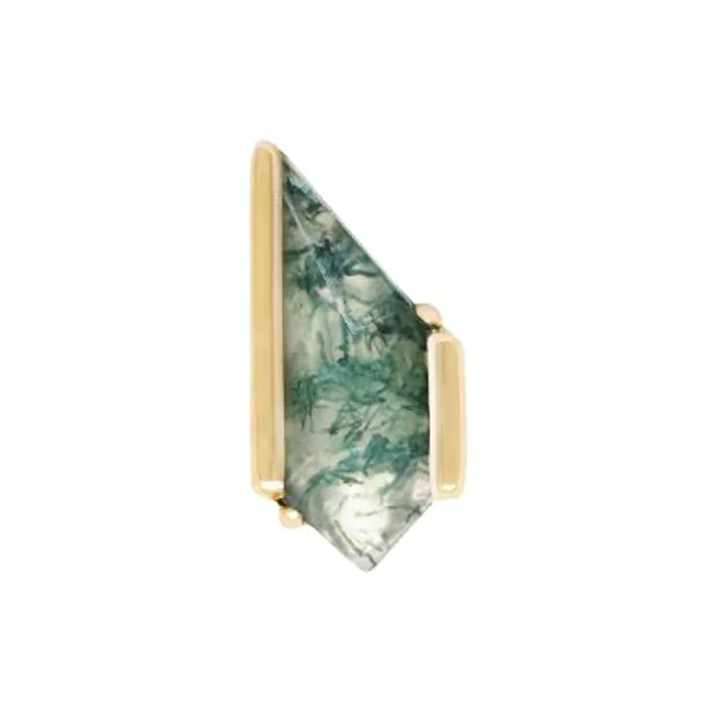 threadless: "Vinyl" End in Gold with Moss Agate - Image 2