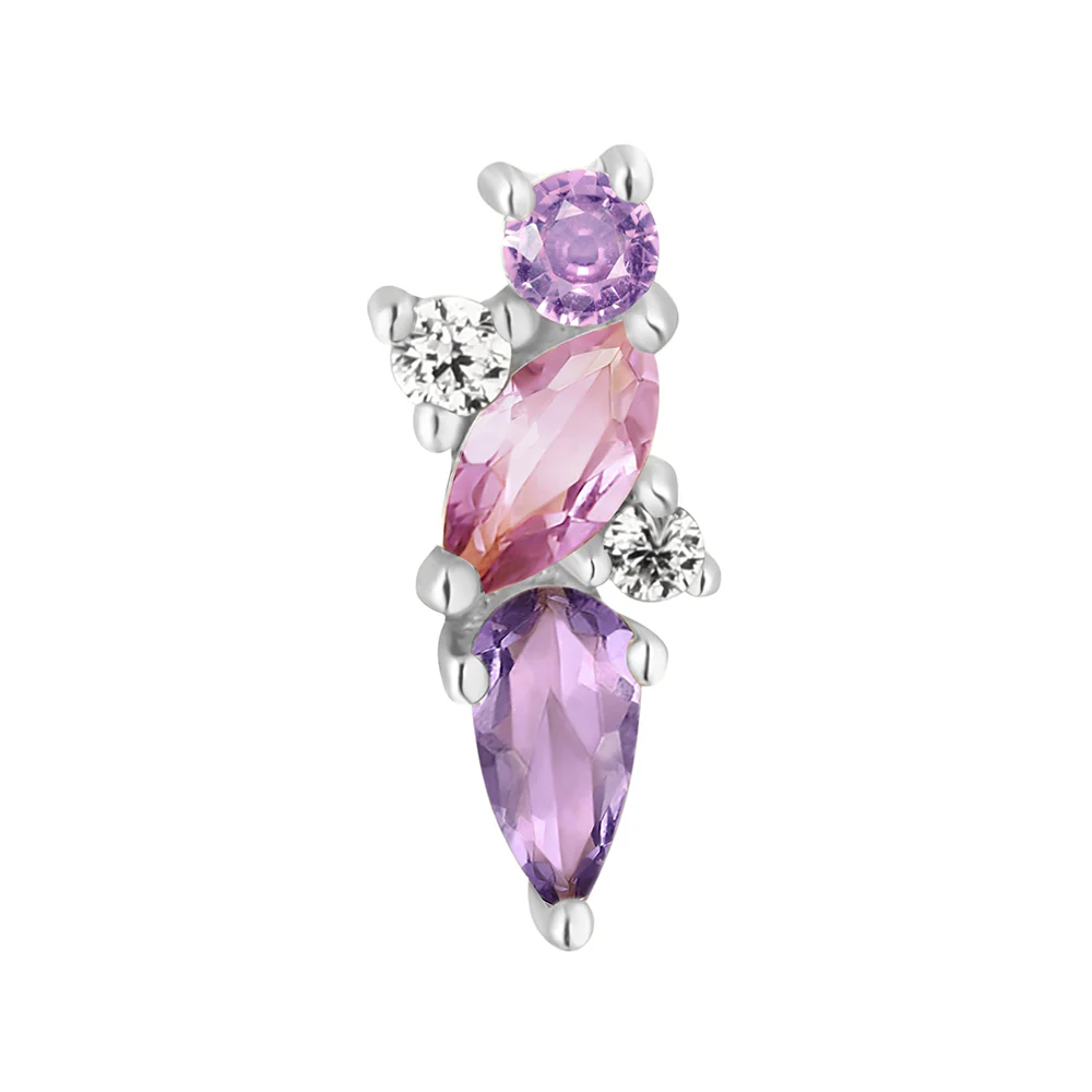 threadless: "Visionary" End in Gold with Amethyst, Pink Sapphire & White Topaz - Image 4