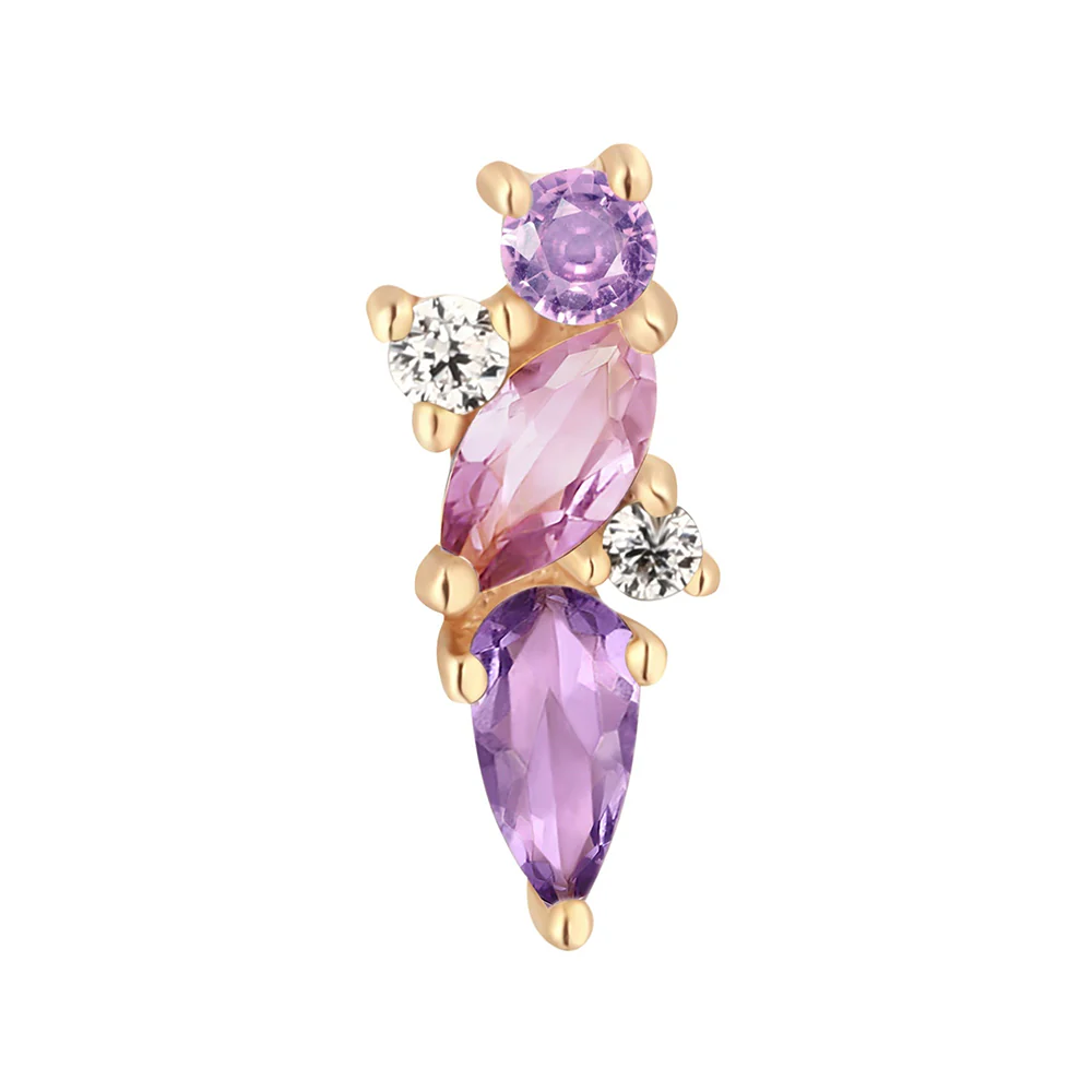 threadless: "Visionary" End in Gold with Amethyst, Pink Sapphire & White Topaz - Image 5
