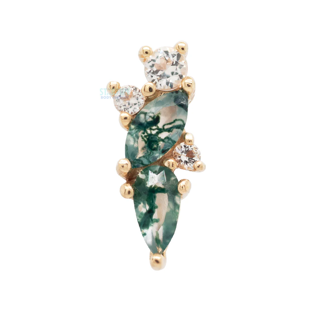 threadless: "Visionary" End in Gold with Moss Agate & White Topaz - Image 3