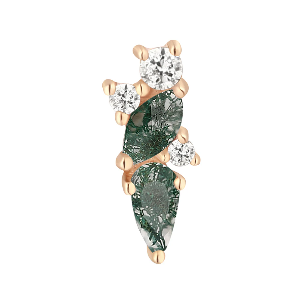 threadless: "Visionary" End in Gold with Moss Agate & White Topaz - Image 5