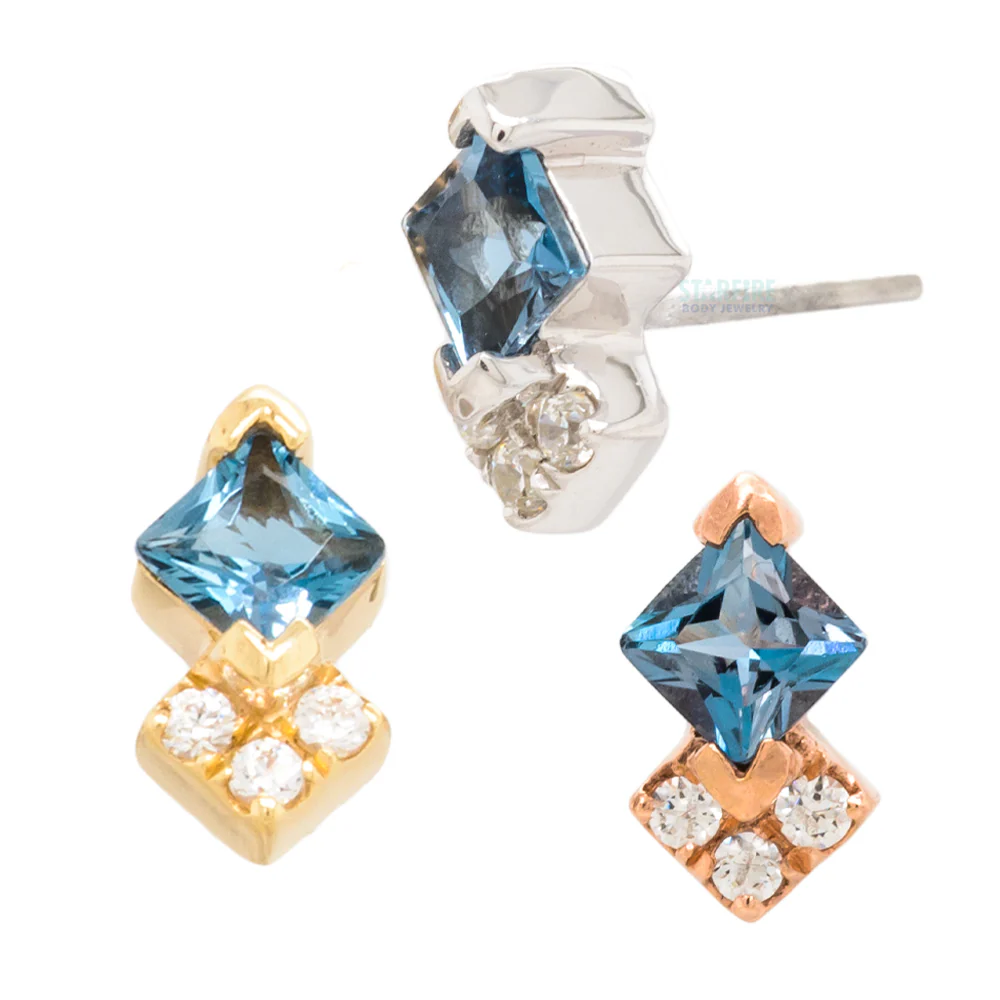 threadless: "Vivienne" End in Gold with London Blue Topaz & CZ's