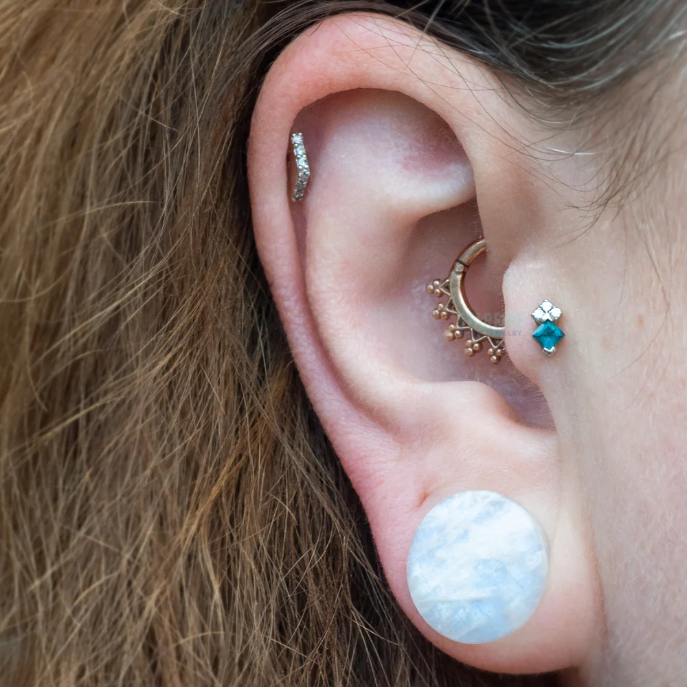 threadless: "Vivienne" End in Gold with London Blue Topaz & CZ's - Image 2