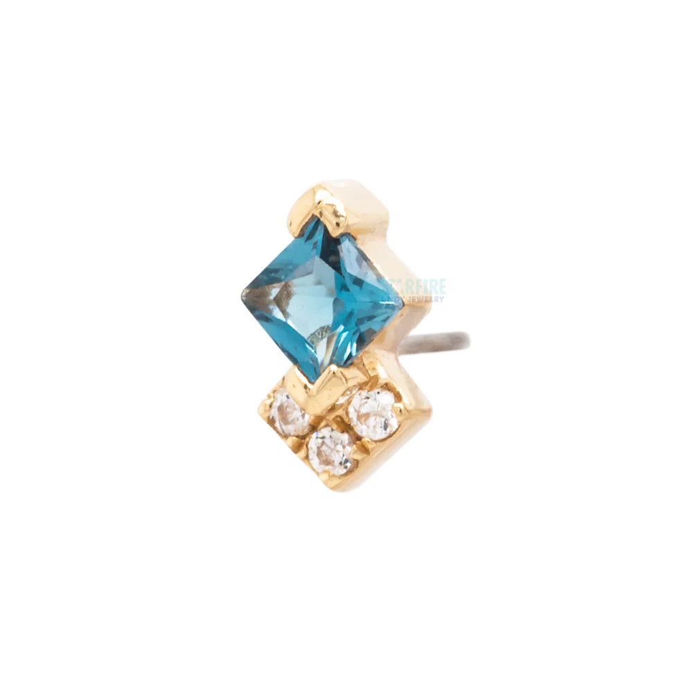 threadless: "Vivienne" End in Gold with London Blue Topaz & CZ's - Image 3