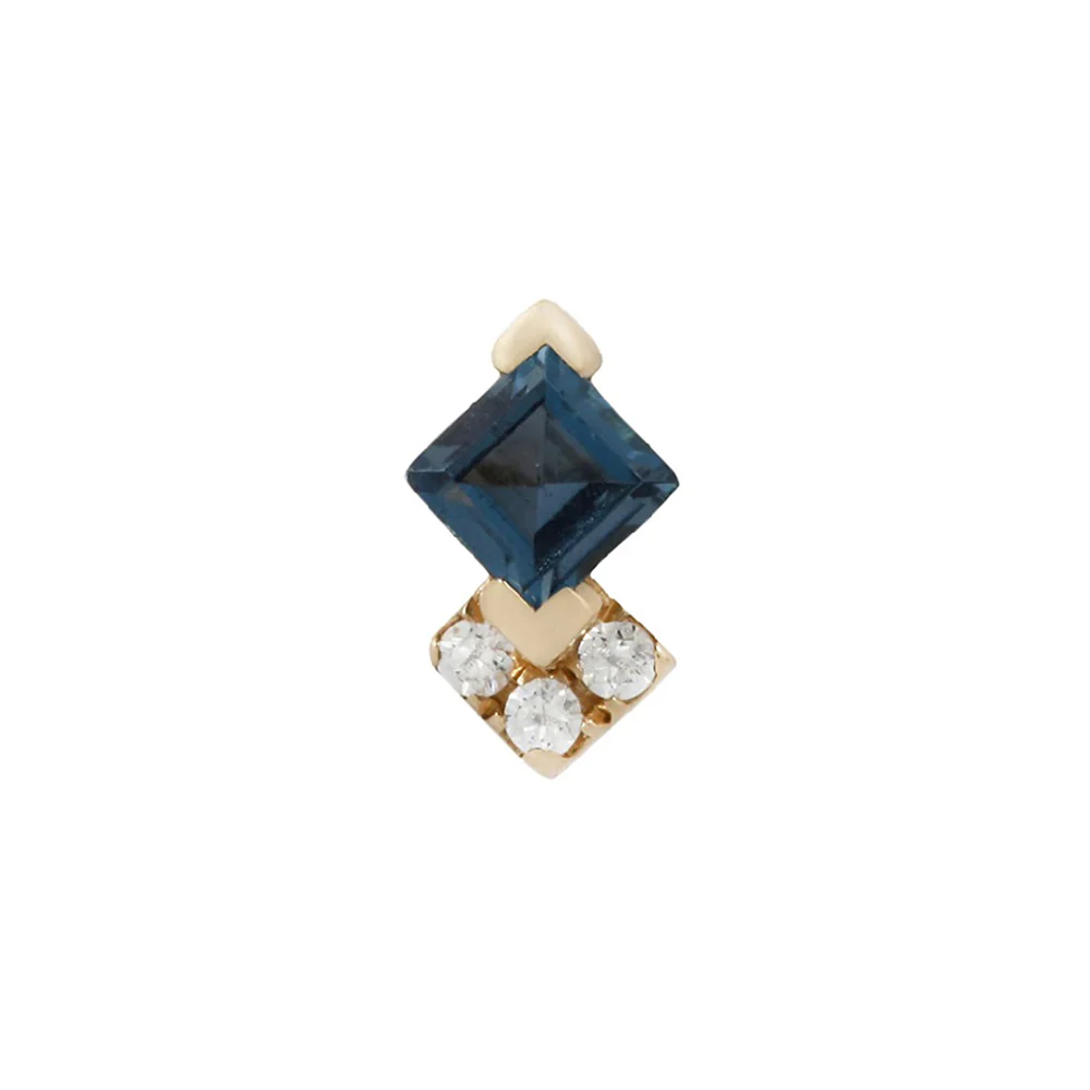 threadless: "Vivienne" End in Gold with London Blue Topaz & CZ's - Image 4