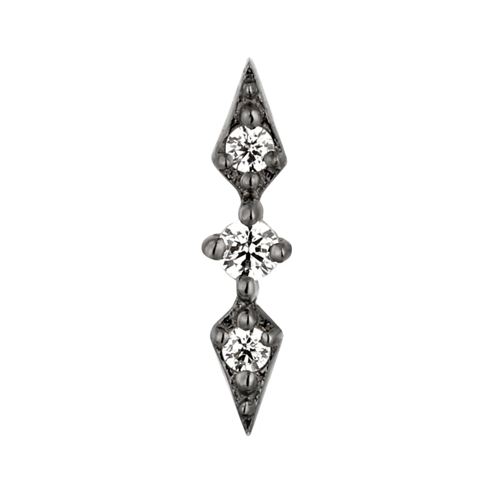 threadless: "Worthy" End in Black Rhodium - Gold with White CZ's