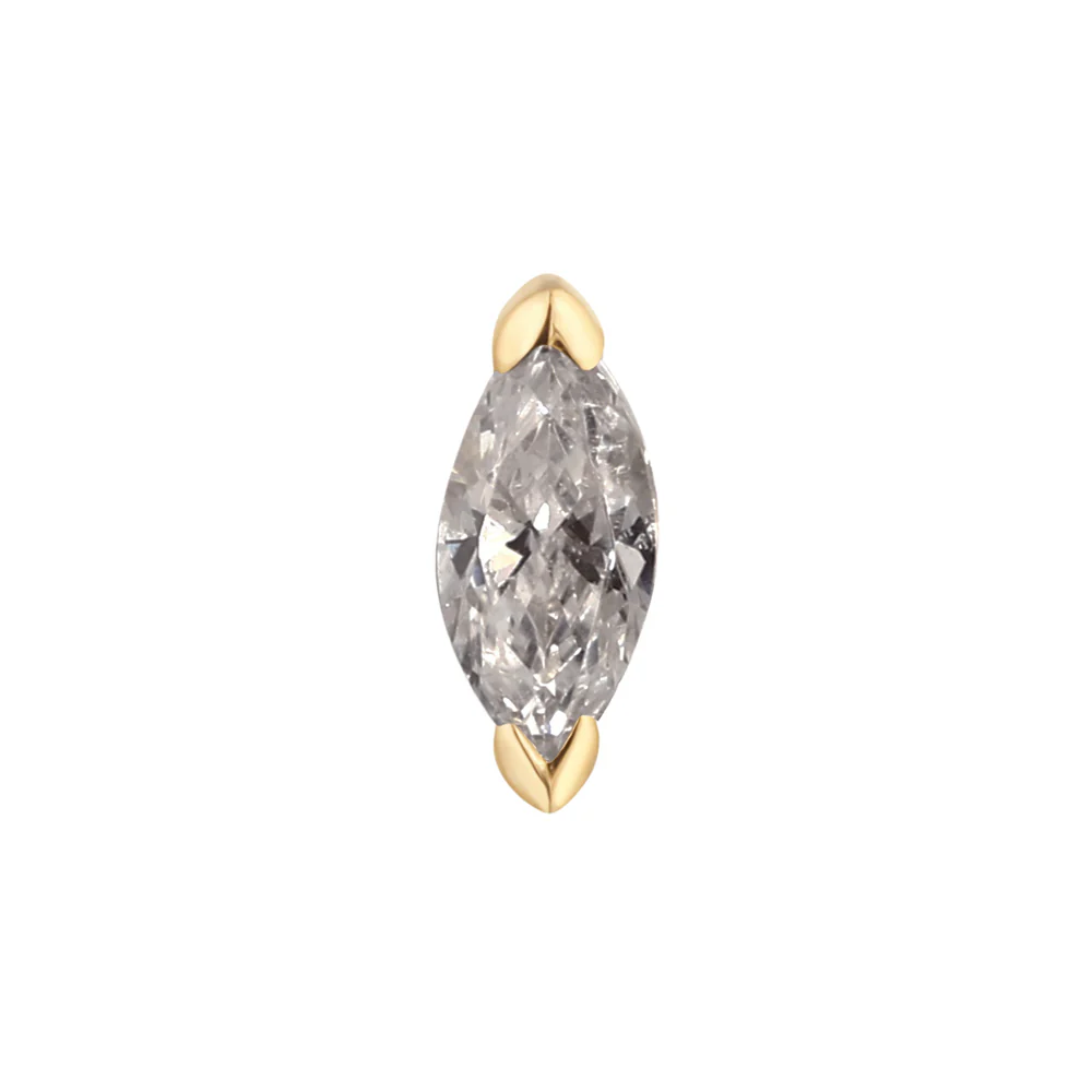 threadless: "Zuri" End in Gold with Marquise Grey Diamond - Image 2