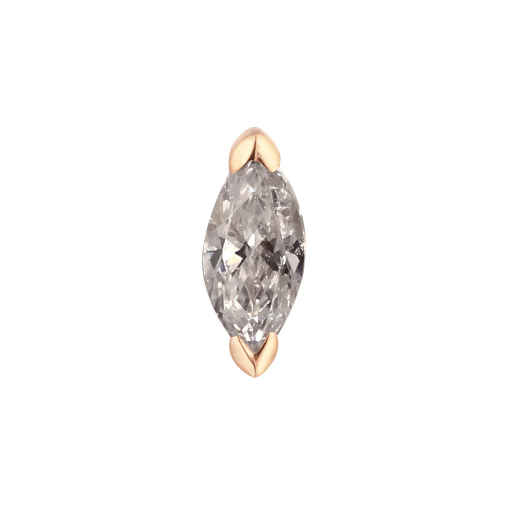 threadless: "Zuri" End in Gold with Marquise Grey Diamond - Image 4