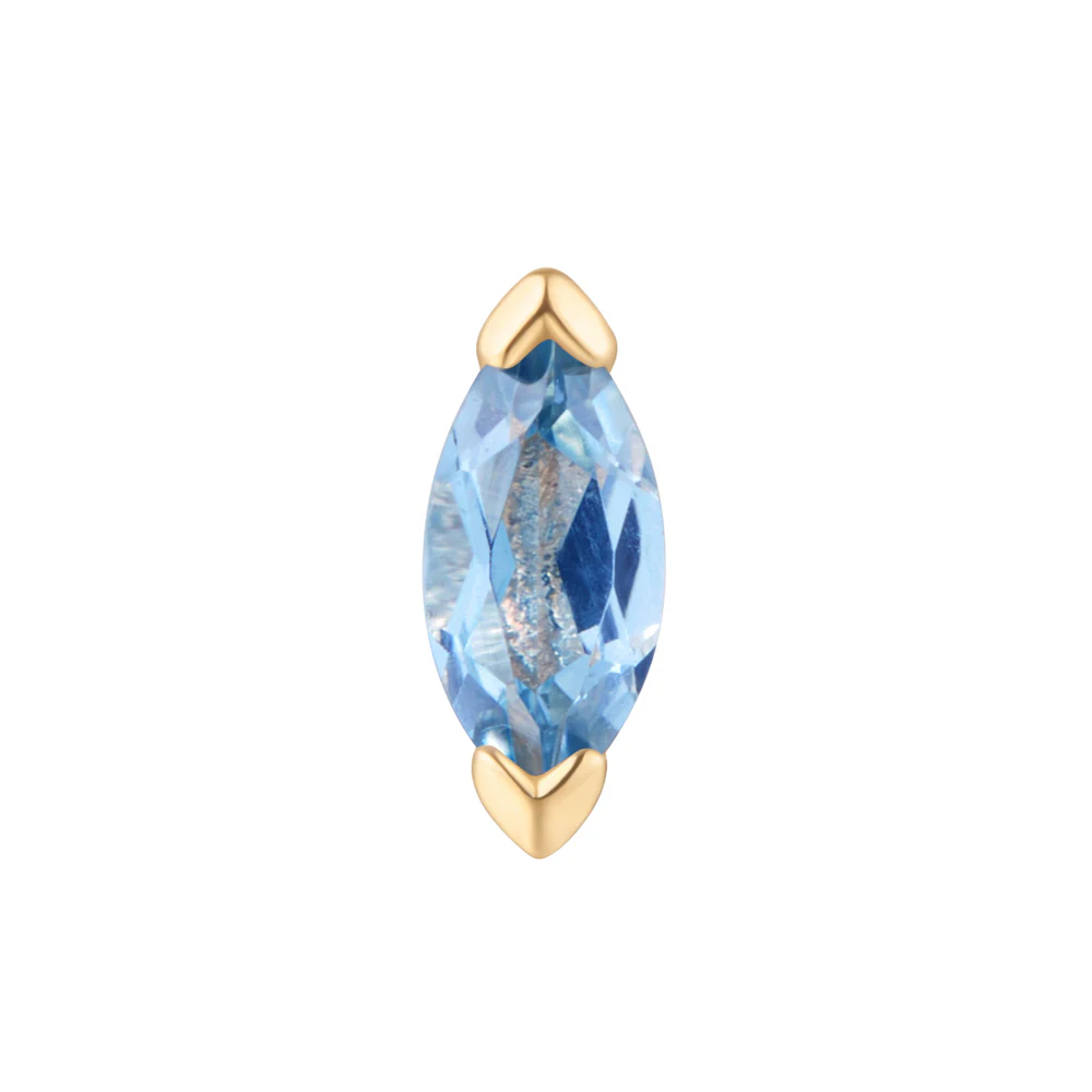 threadless: "Zuri" End in Gold with Marquise London Blue Topaz - Image 2