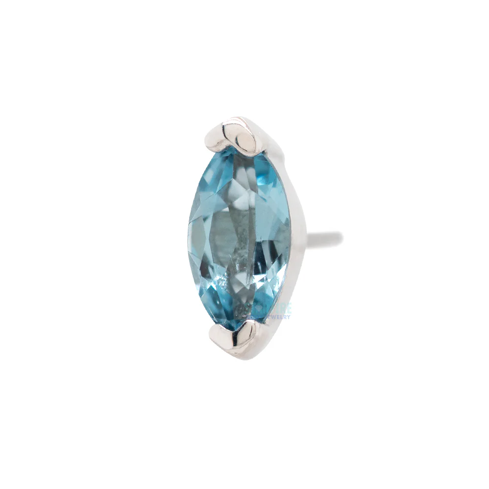 threadless: "Zuri" End in Gold with Marquise London Blue Topaz - Image 3