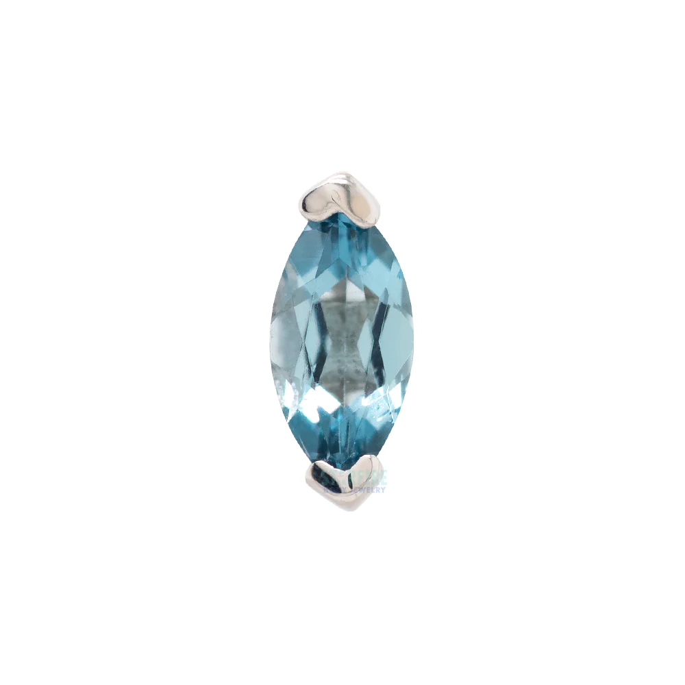 threadless: "Zuri" End in Gold with Marquise London Blue Topaz - Image 4