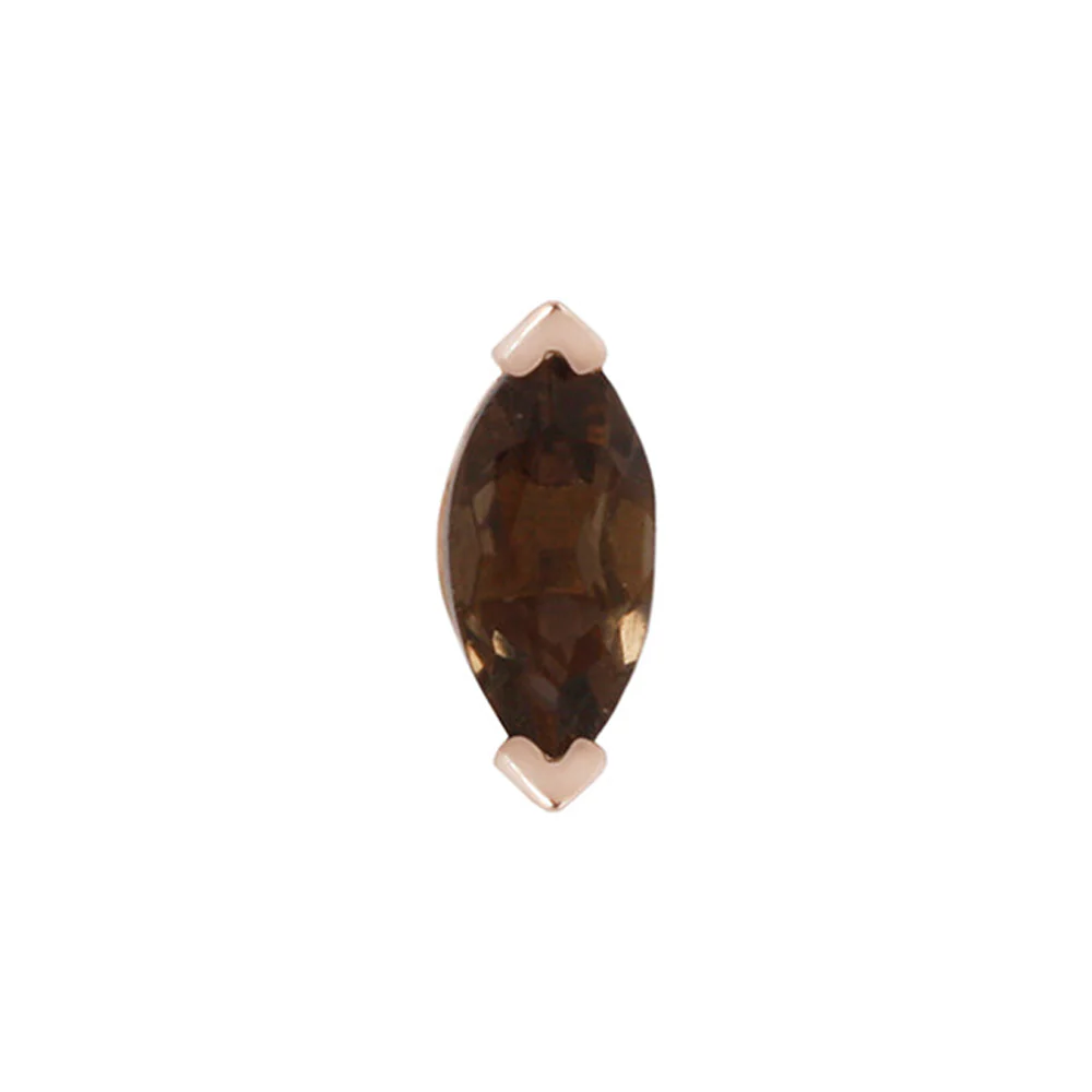 threadless: "Zuri" End in Gold with Marquise Smokey Quartz - Image 4