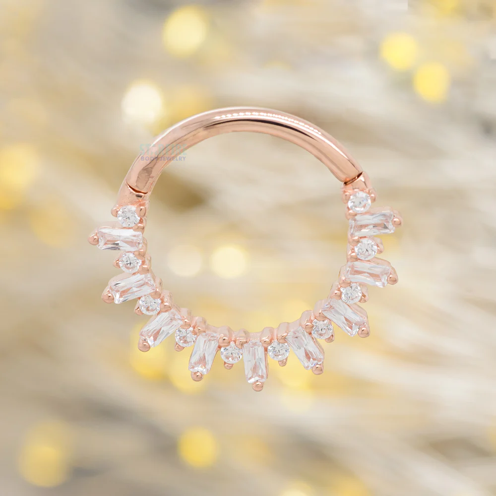 "Unforgettable" Hinge Ring / Clicker in Gold with CZ's - Image 2