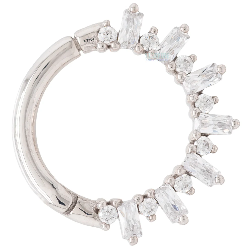 "Unforgettable" Hinge Ring / Clicker in Gold with CZ's - Image 4