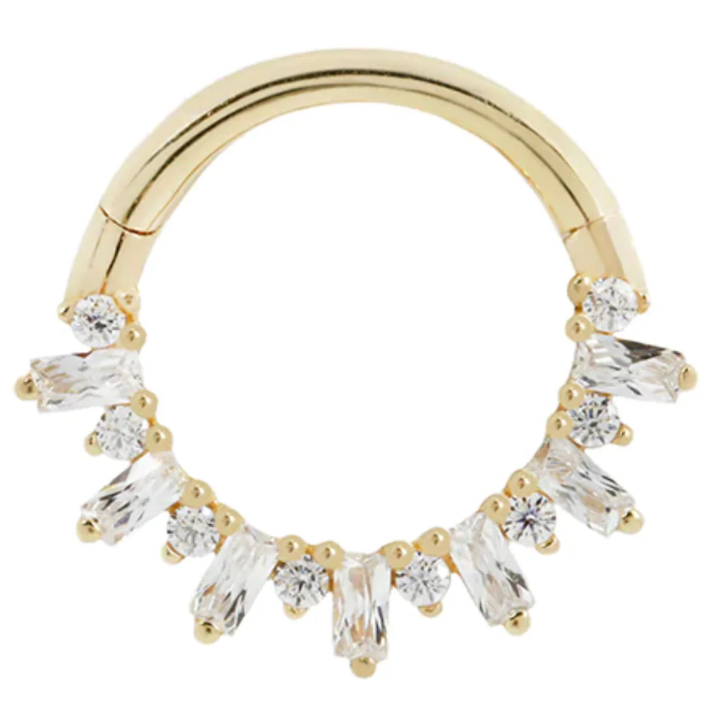 "Unforgettable" Hinge Ring / Clicker in Gold with CZ's - Image 5