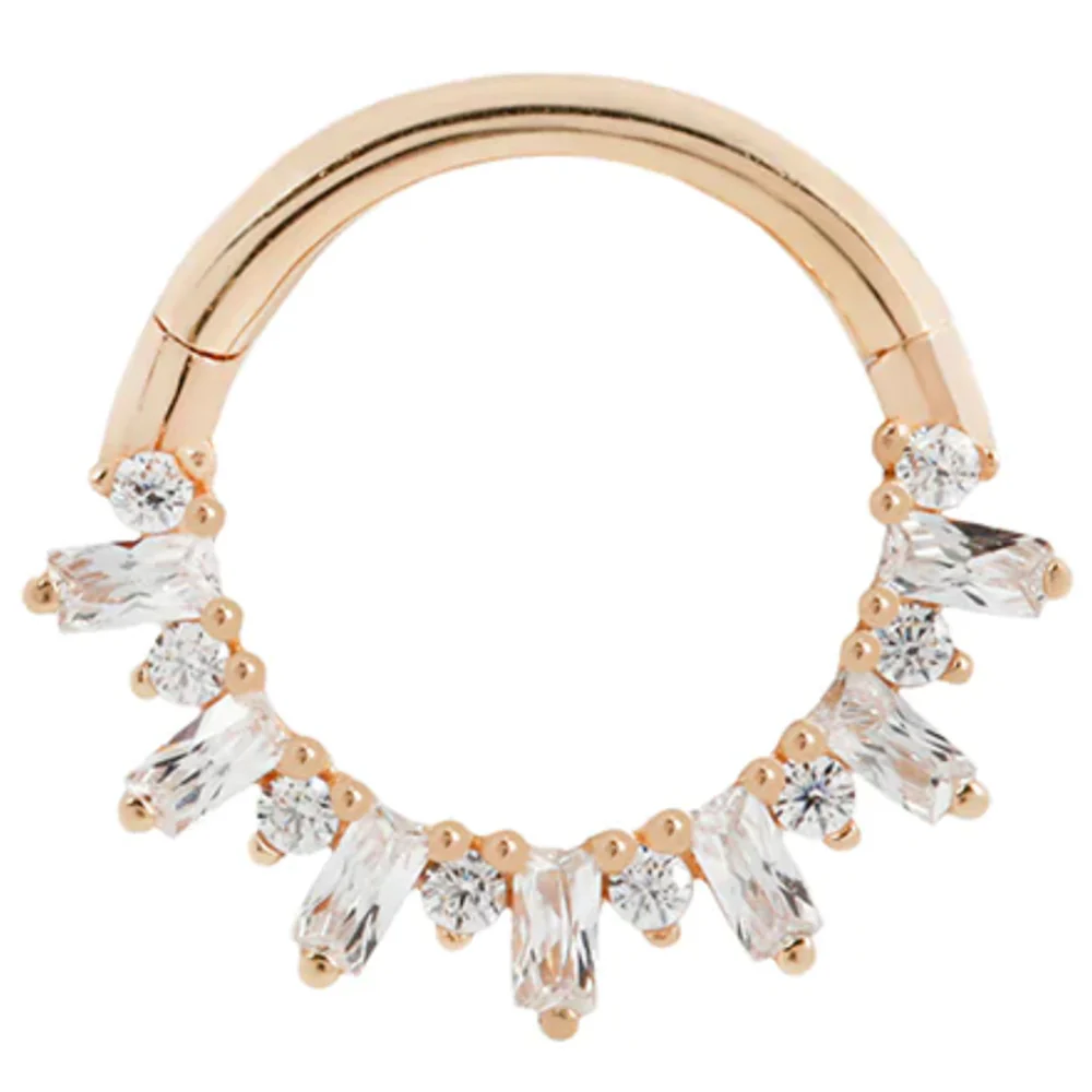 "Unforgettable" Hinge Ring / Clicker in Gold with CZ's - Image 7