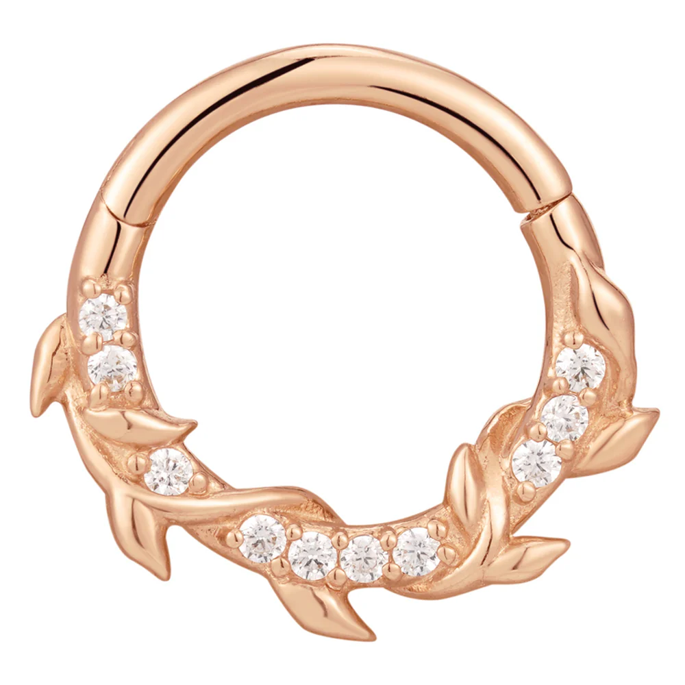 "Wild Hearts" Hinge Ring / Clicker in Gold with CZ's - Image 5