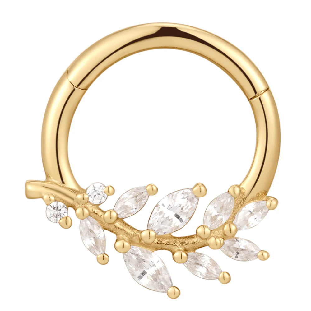 "Wild Soul" Hinge Ring / Clicker in Gold with CZ's - Image 2