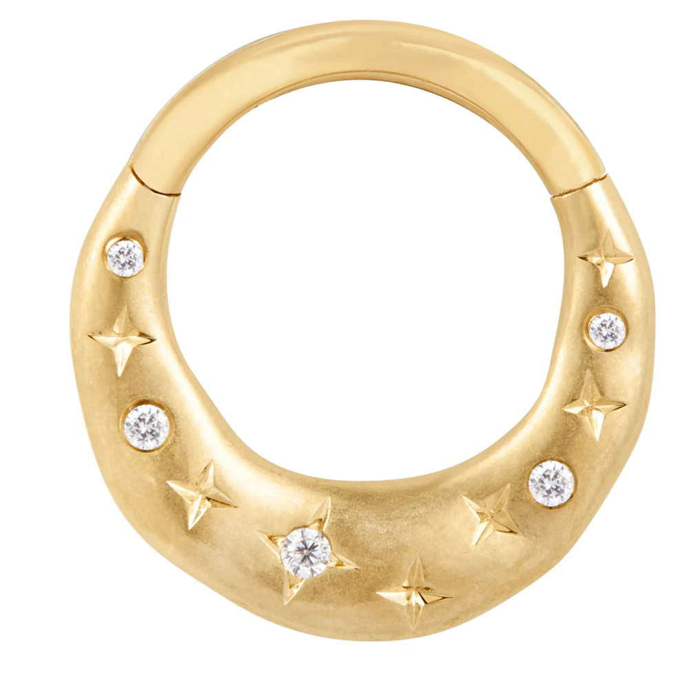 "Wishful Thinking" Hinge Ring / Clicker in Gold with CZ's - Image 2