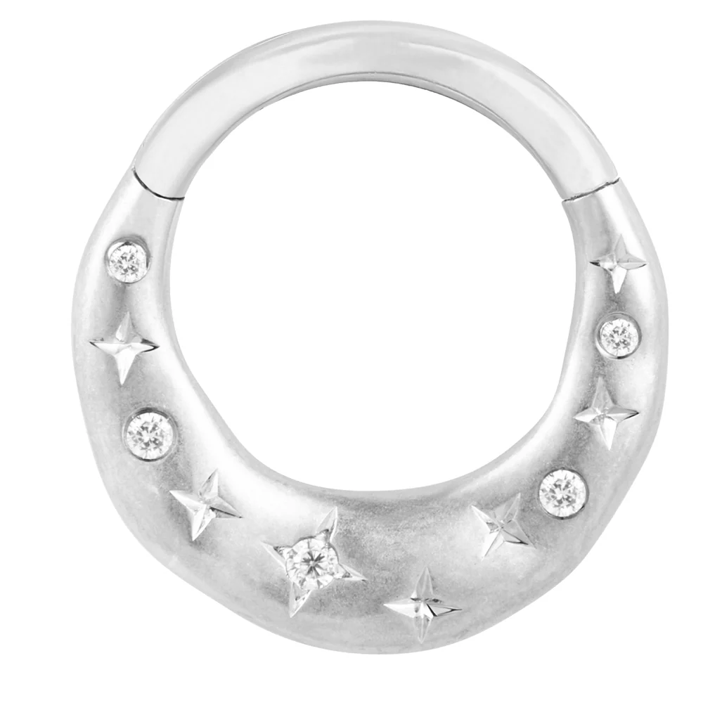 "Wishful Thinking" Hinge Ring / Clicker in Gold with CZ's - Image 3