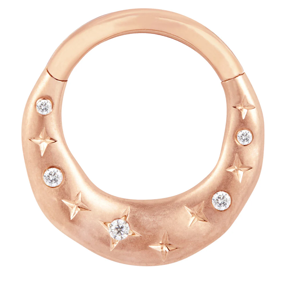 "Wishful Thinking" Hinge Ring / Clicker in Gold with CZ's - Image 4