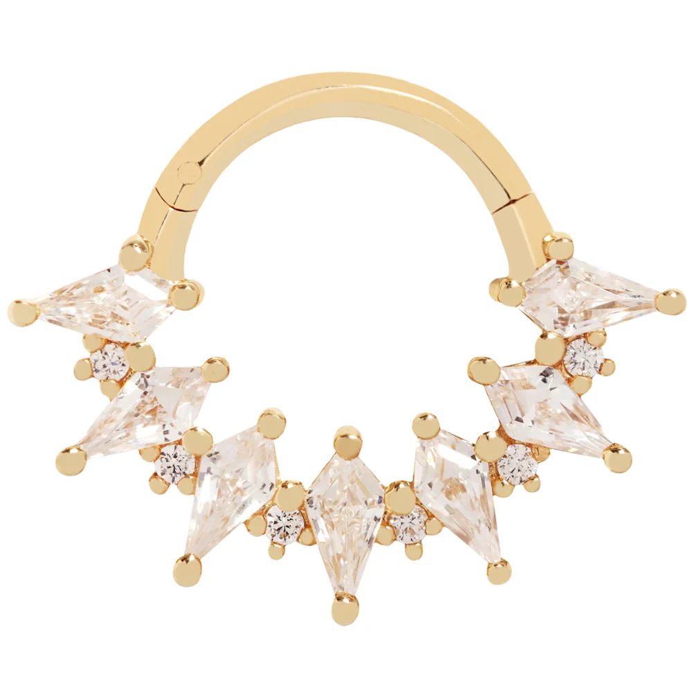 "Wonderland" Hinge Ring / Clicker in Gold with CZ's