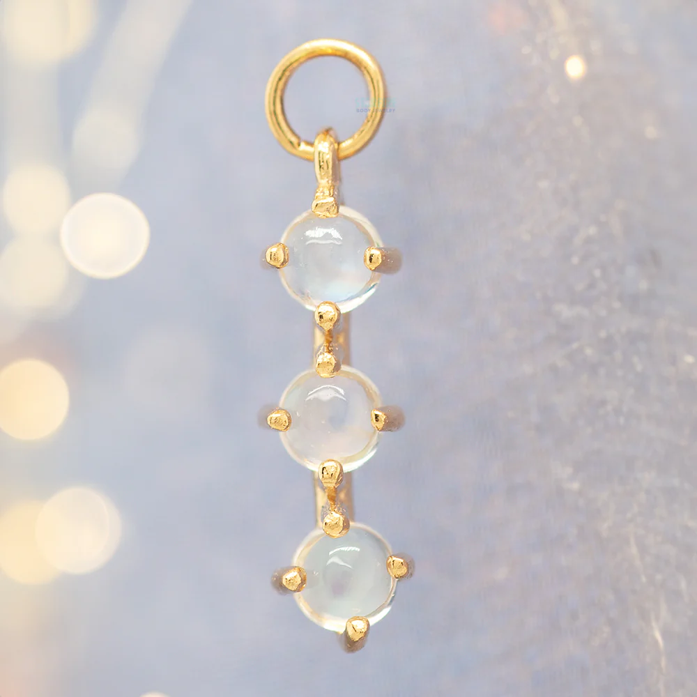 "XOXO" Charm in Gold with Rainbow Moonstone - Image 2