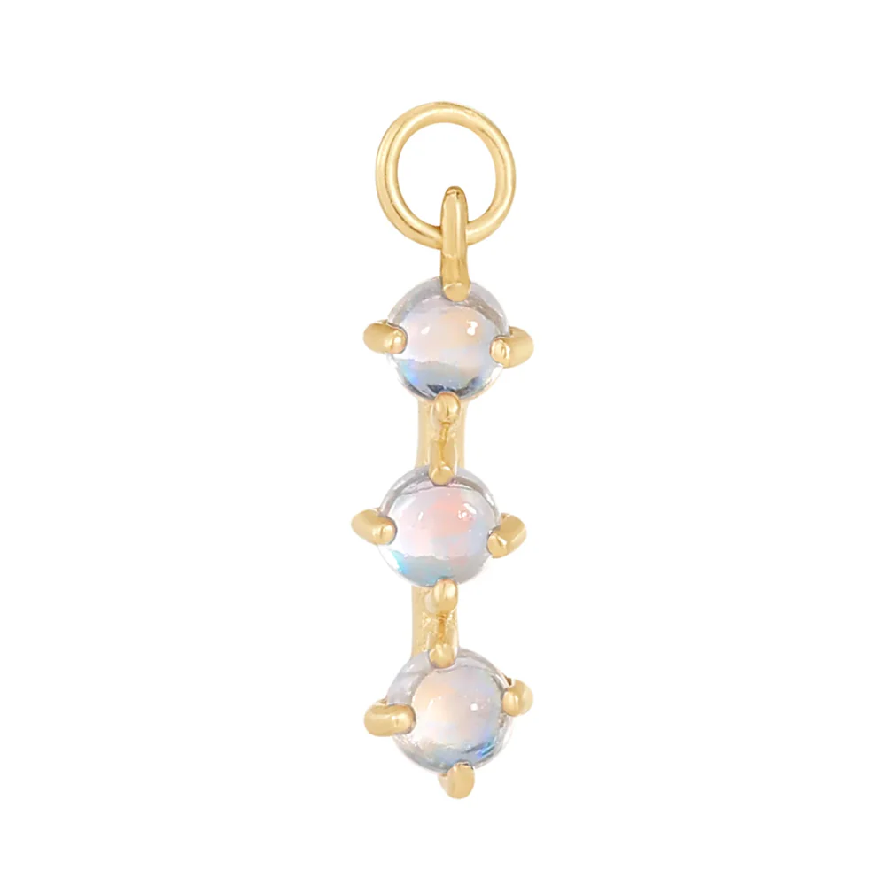 "XOXO" Charm in Gold with Rainbow Moonstone - Image 3