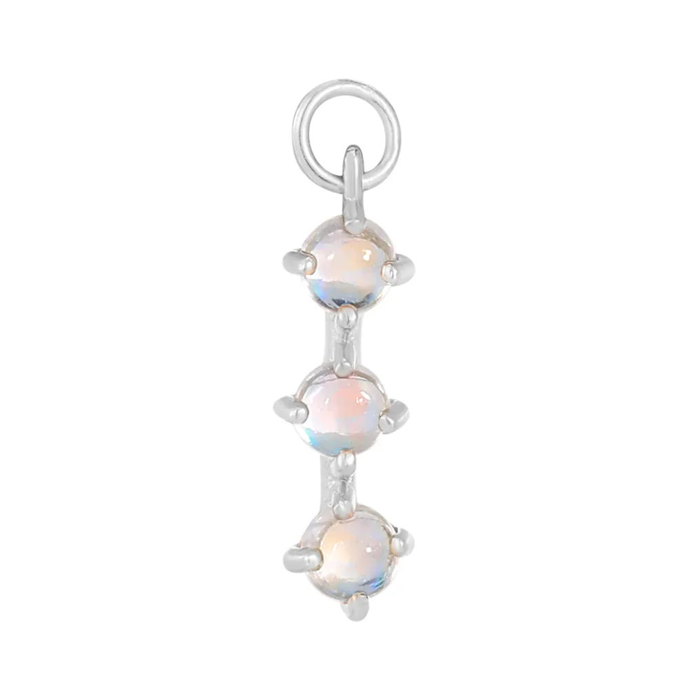 "XOXO" Charm in Gold with Rainbow Moonstone - Image 4