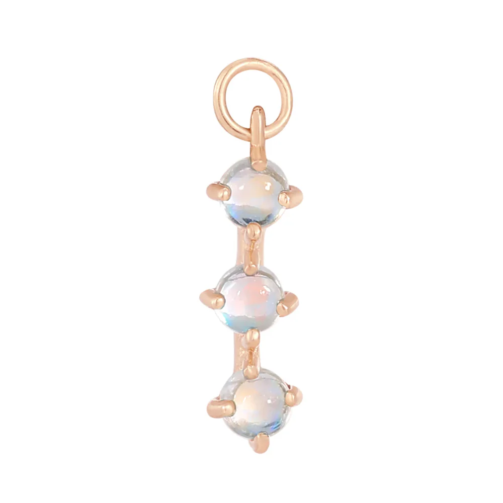 "XOXO" Charm in Gold with Rainbow Moonstone - Image 5