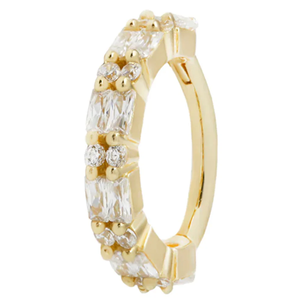 "Revelation" Hinge Ring / Clicker in Gold with CZ's - Image 2