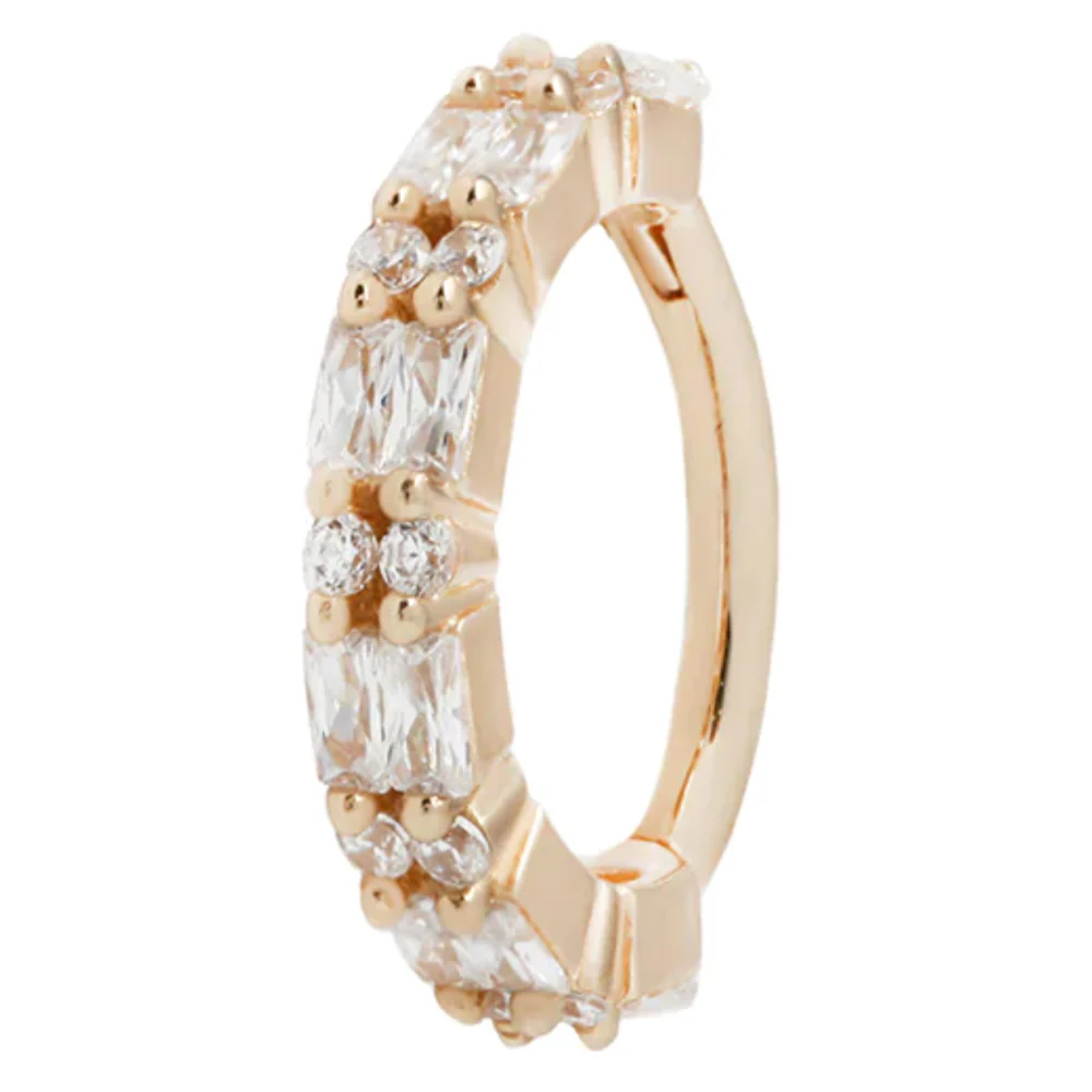 "Revelation" Hinge Ring / Clicker in Gold with CZ's - Image 4