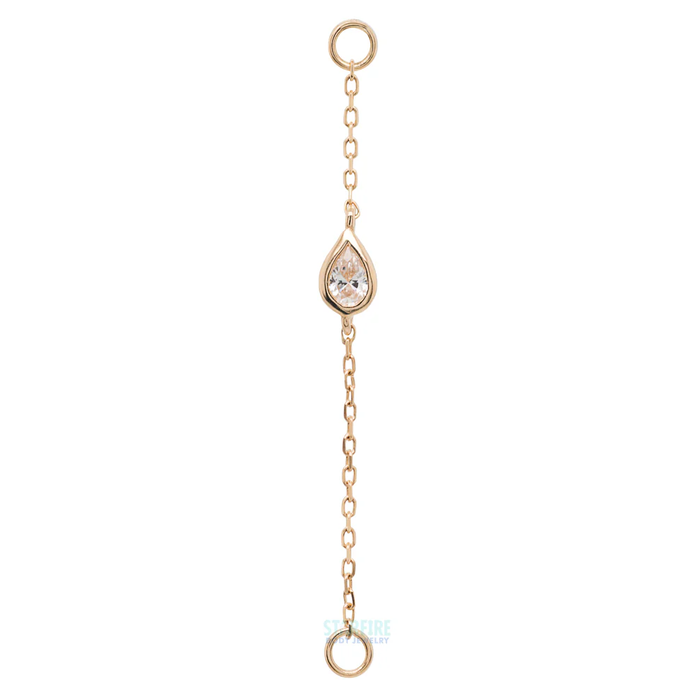 Teardrop Cable Chain Attachment in Gold with CZ - Image 3
