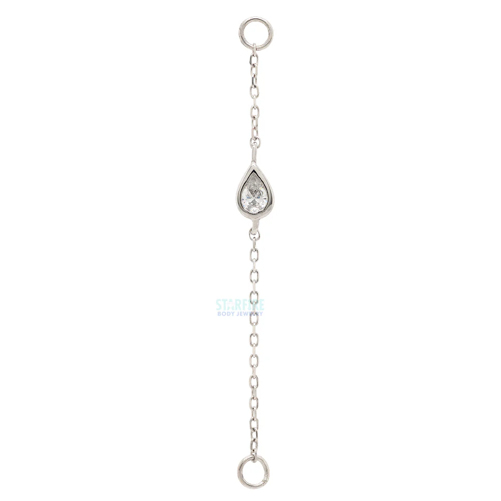 Teardrop Cable Chain Attachment in Gold with CZ - Image 4
