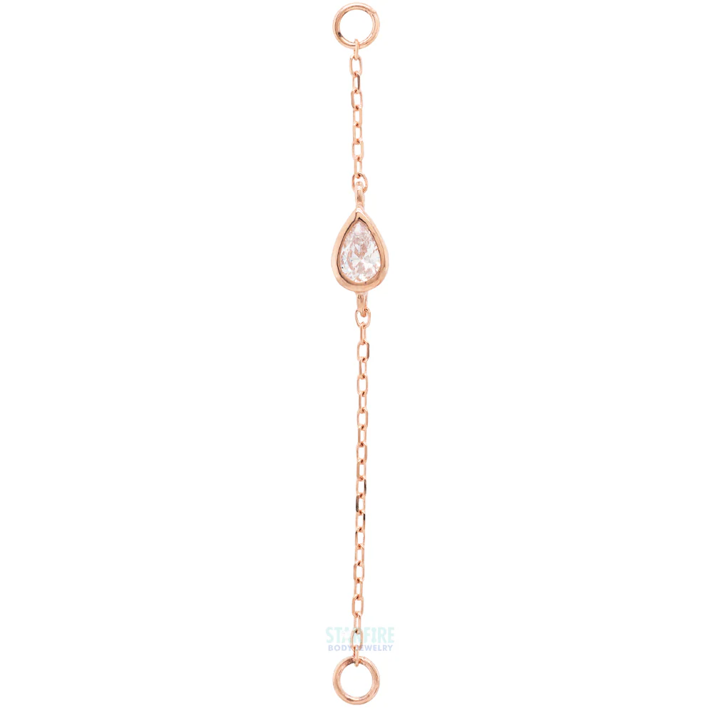 Teardrop Cable Chain Attachment in Gold with CZ - Image 5