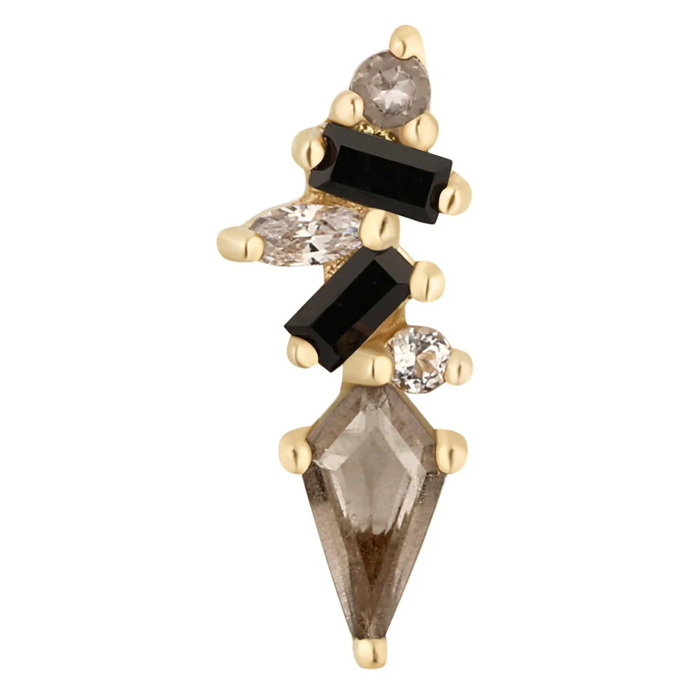 threadless: "Mixt" End in Gold with Smoky Quartz & Black Spinel - Image 3