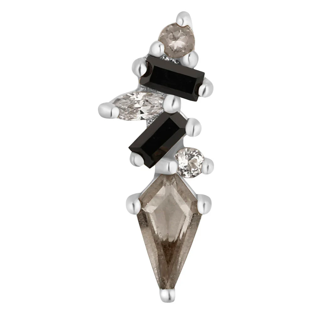 threadless: "Mixt" End in Gold with Smoky Quartz & Black Spinel - Image 4