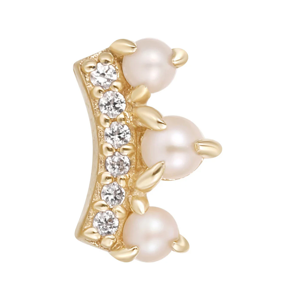 threadless: "The Vow" End in Gold with Pearl & CZ's - Image 2
