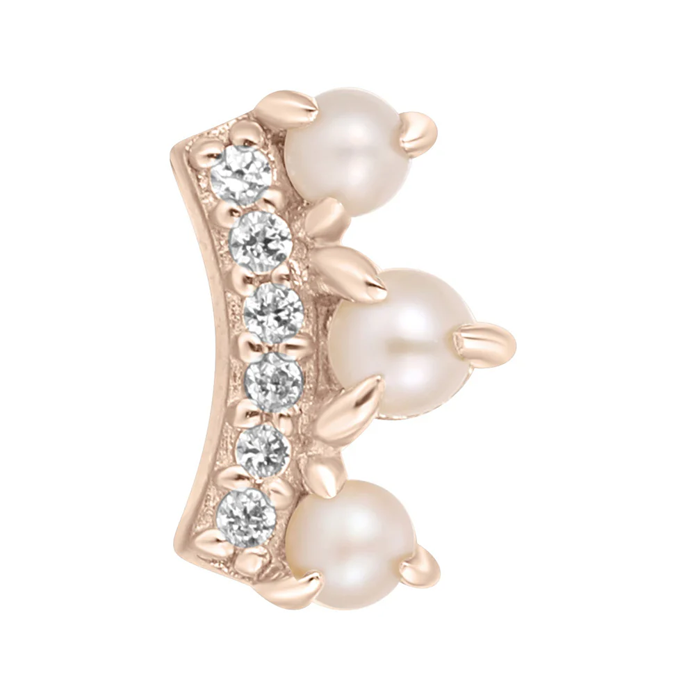 threadless: "The Vow" End in Gold with Pearl & CZ's - Image 4