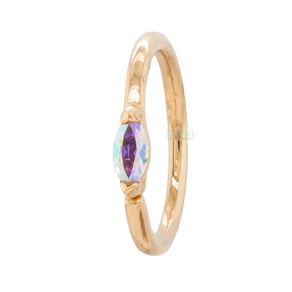 "Zuri" Seam Ring in Gold with Mercury Mist Topaz
