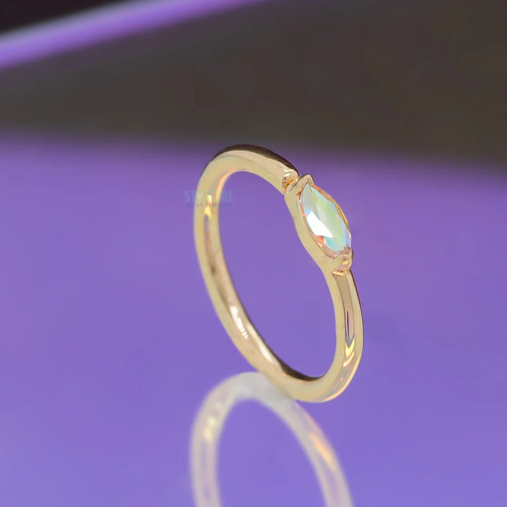 "Zuri" Seam Ring in Gold with Mercury Mist Topaz - Image 2
