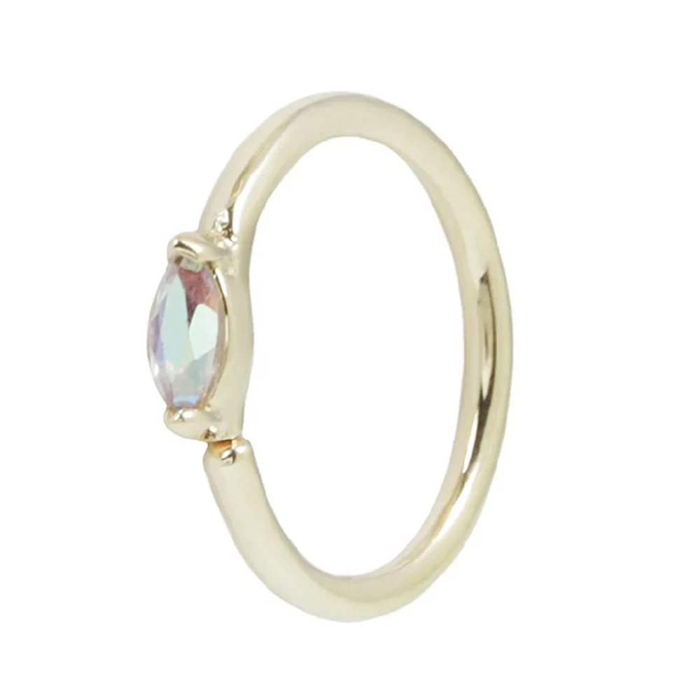 "Zuri" Seam Ring in Gold with Mercury Mist Topaz - Image 3
