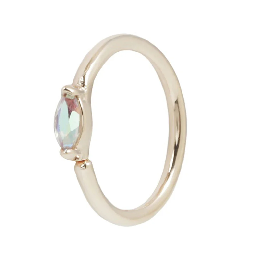 "Zuri" Seam Ring in Gold with Mercury Mist Topaz - Image 5