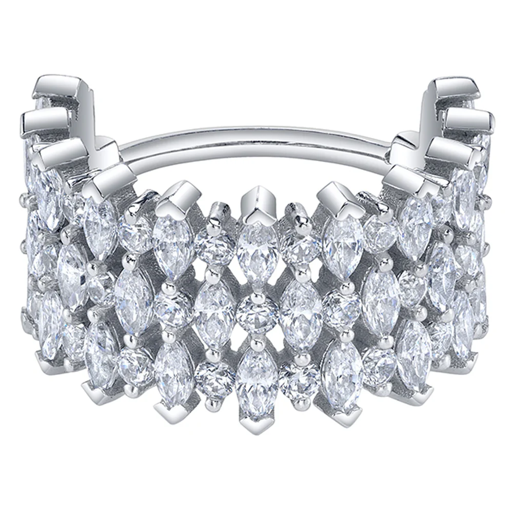 "3 Row Narrows" Hinge Ring in Gold with White CZ's - Image 2